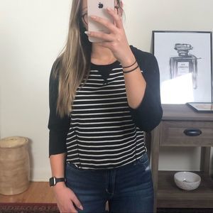 Olive & Oak Striped Cropped Sweatshirt